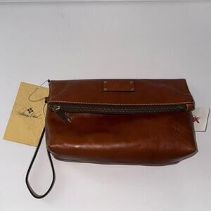 Patricia Nash Valerie Leather Foldover Wristlet Clutch New with Tags Brown